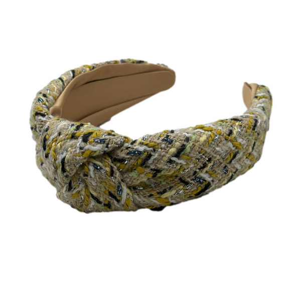 Tan Fall Multi Color Tweed Knot Headband - Picture 3 of 5